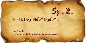 Sziklay Mátyás névjegykártya