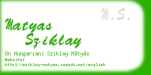 matyas sziklay business card